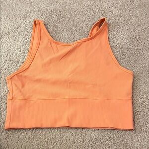 Orange Ribbed Crop Top